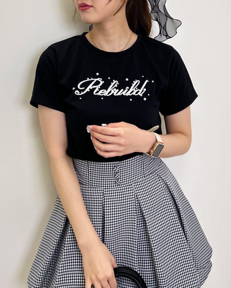 INGNI(イング) パールロゴTシャツ／A クロ