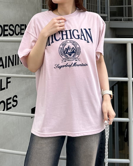 INGNI(イング) カレッジロゴチュニックTシャツ ピンク