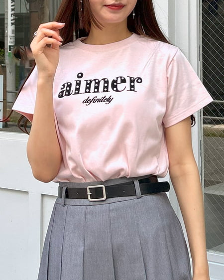 パール付フロッキーロゴTシャツ