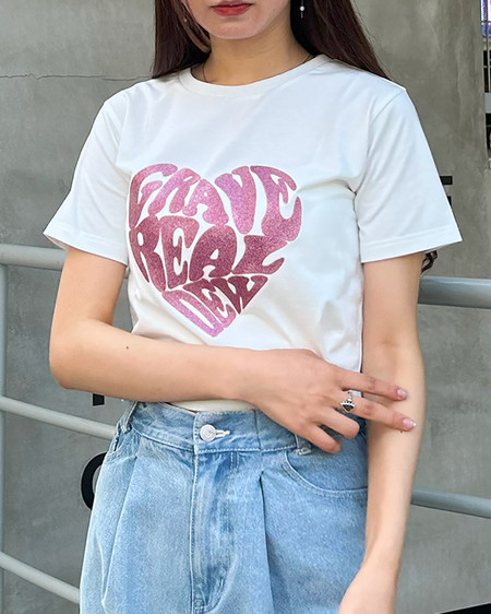 グリッターハートロゴショートTシャツ