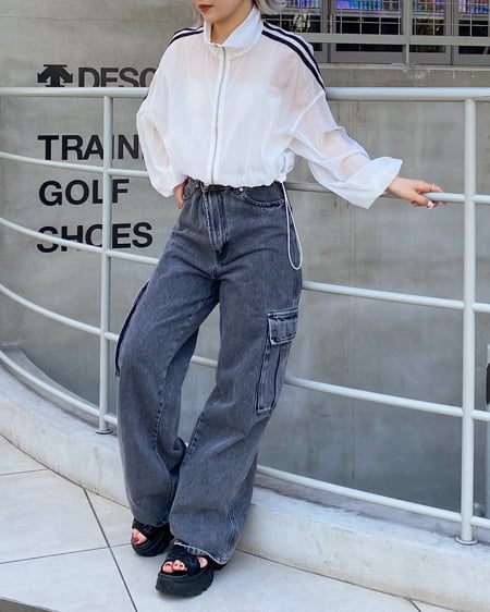 INGNI（イング） デニムカーゴパンツ ｸﾞﾚｰ