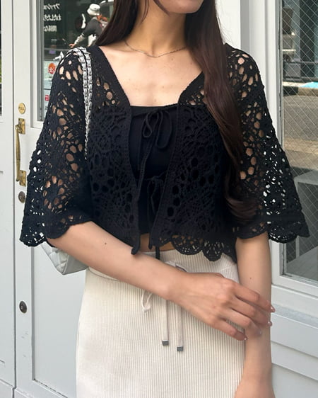 INGNI(イング) 【前後2WAY】かぎ針2Wayトップス（ＯＵＴＬＥＴ） ｸﾛ