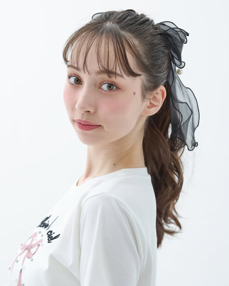 ラメ入りメローリボンヘアゴム