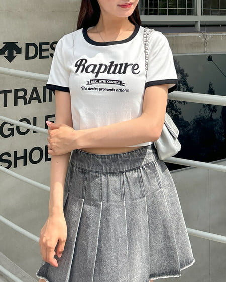 INGNI（イング） リンガーリブショートTシャツ ｵﾌﾎﾜｲﾄ/ｸﾛ