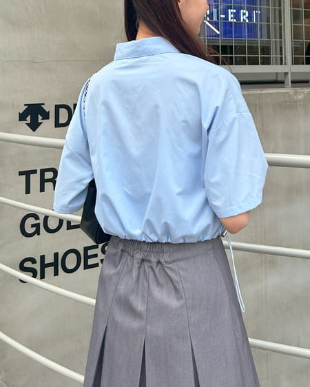 INGNI（イング） 裾ドローコードショート半袖シャツ ｻｯｸｽ