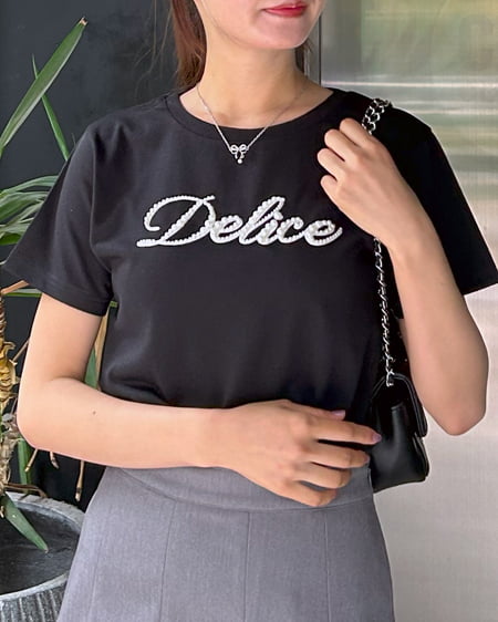 INGNI（イング） パールロゴTシャツ ｸﾛ