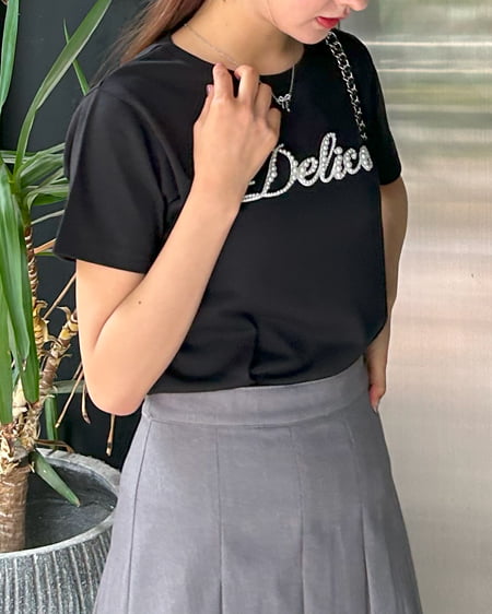 INGNI（イング） パールロゴTシャツ ｸﾛ