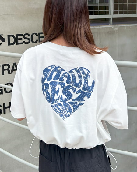 INGNI(イング) 裾ドロストBackハートショートTシャツ ｵﾌﾎﾜｲﾄ