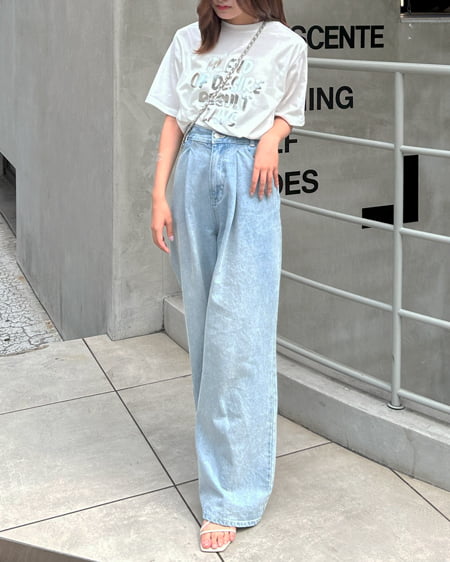 INGNI（イング） 箔プリントロゴTシャツ ｵﾌﾎﾜｲﾄ