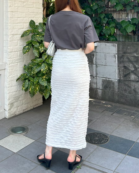 INGNI（イング） トラリンガーTシャツ ﾁｬｺｰﾙｸﾞﾚｰ/ｵﾌﾎﾜｲﾄ