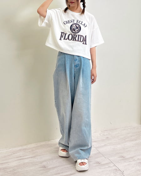 INGNI（イング） カレッジロゴショートTシャツ／Ａ ｵﾌﾎﾜｲﾄ