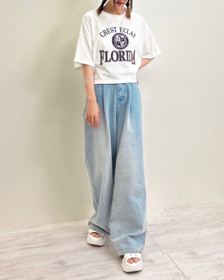 INGNI（イング） カレッジロゴショートTシャツ／Ａ ｵﾌﾎﾜｲﾄ