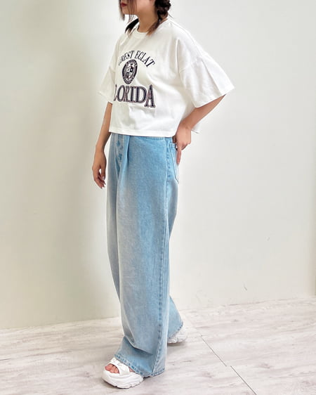 INGNI（イング） カレッジロゴショートTシャツ／Ａ ｵﾌﾎﾜｲﾄ