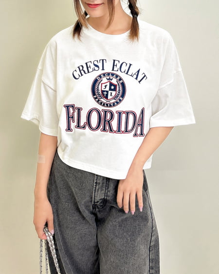 INGNI（イング） カレッジロゴショートTシャツ／Ａ ｵﾌﾎﾜｲﾄ