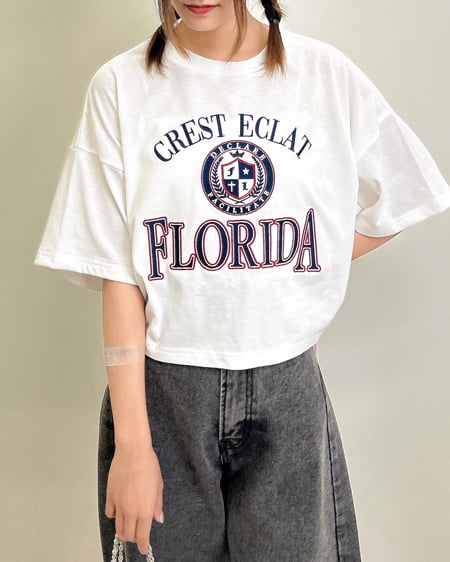 INGNI（イング） カレッジロゴショートTシャツ／Ａ ｵﾌﾎﾜｲﾄ