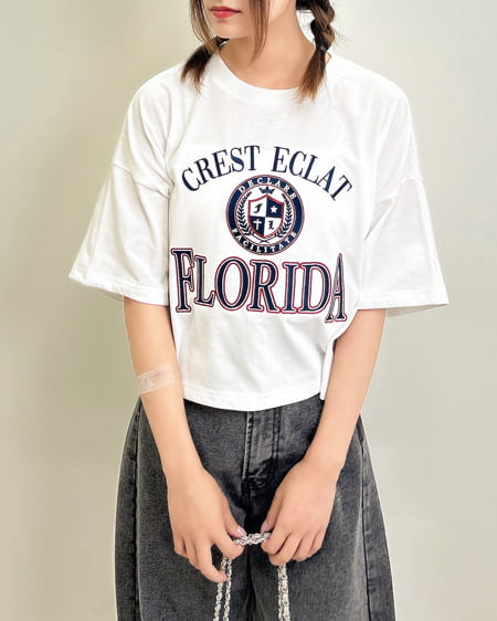 INGNI（イング） カレッジロゴショートTシャツ／Ａ ｵﾌﾎﾜｲﾄ