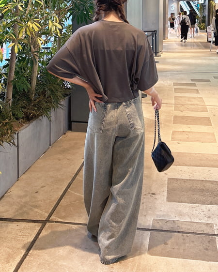 INGNI（イング） カレッジロゴショートTシャツ／Ａ ﾁｬｺｰﾙｸﾞﾚｰ