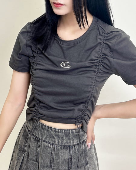INGNI(イング) メタルロゴドロストリブTシャツ チャコールグレー