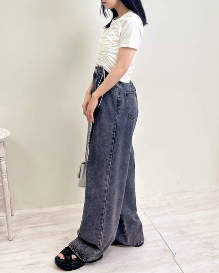INGNI（イング） ウエストタックデニムパンツ ｸﾞﾚｰ