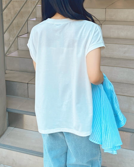 INGNI（イング） フレンチスリーブロゴTシャツ ｵﾌﾎﾜｲﾄ/ﾌﾞﾙｰ
