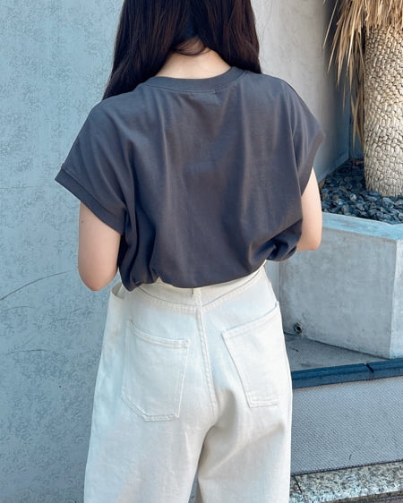 INGNI（イング） フレンチスリーブロゴTシャツ ｽﾐｸﾛ/ｵﾌﾎﾜｲﾄ