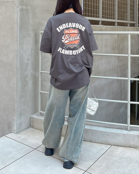 INGNI（イング） BackロゴチュニックTシャツ ﾁｬｺｰﾙｸﾞﾚｰ