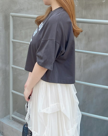 INGNI（イング） シンプルロゴショートTシャツ ｽﾐｸﾛ/ｵﾌﾎﾜｲﾄ