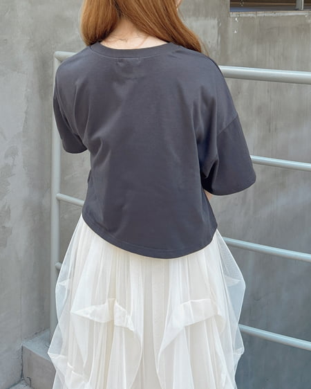 INGNI（イング） シンプルロゴショートTシャツ ｽﾐｸﾛ/ｵﾌﾎﾜｲﾄ