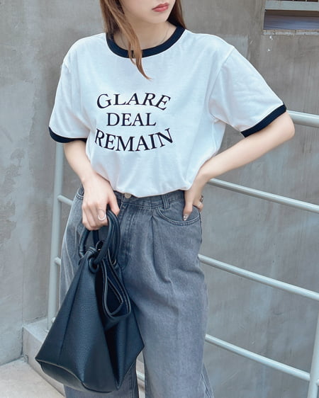 INGNI（イング） リンガーロゴTシャツ ｵﾌﾎﾜｲﾄ/ｸﾛ