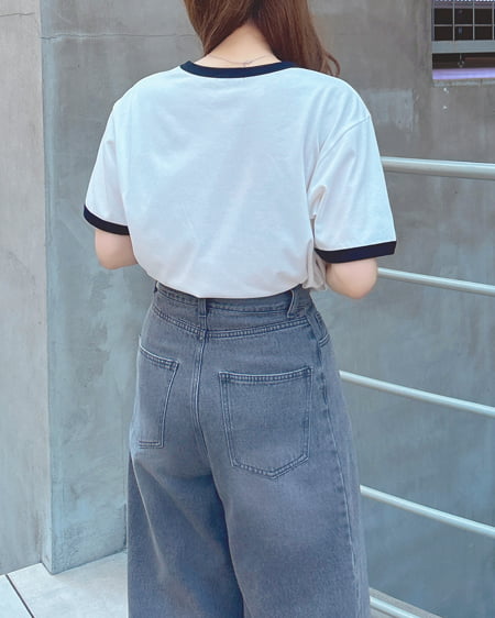 INGNI（イング） リンガーロゴTシャツ ｵﾌﾎﾜｲﾄ/ｸﾛ
