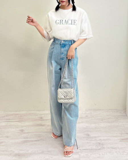 INGNI（イング） オーガンジーレイヤードロゴTシャツ ｵﾌﾎﾜｲﾄ