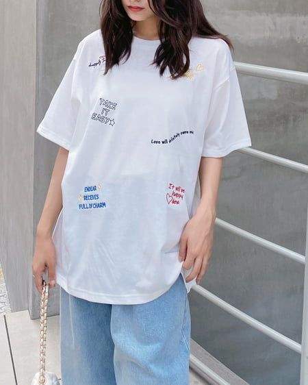 INGNI(イング) ロゴ飛ばしTシャツ オフホワイト