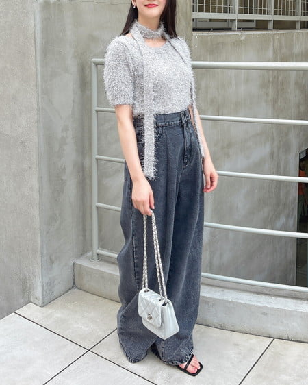 INGNI（イング） ウエストタックデニムパンツ ｸﾞﾚｰ