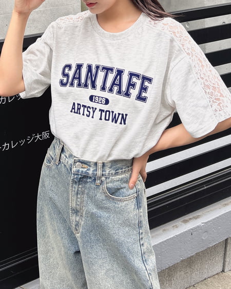 INGNI(イング) 袖レースドッキングカレッジロゴTシャツ ｵｰﾄﾐｰﾙ