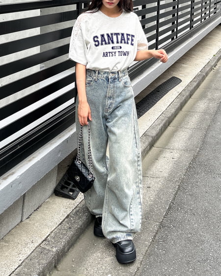 INGNI（イング） 袖レースドッキングカレッジロゴTシャツ ｵｰﾄﾐｰﾙ