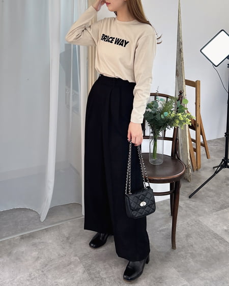 INGNI（イング） アソートロゴロングTシャツ ﾗｲﾄﾍﾞｰｼﾞｭ/ｸﾛ