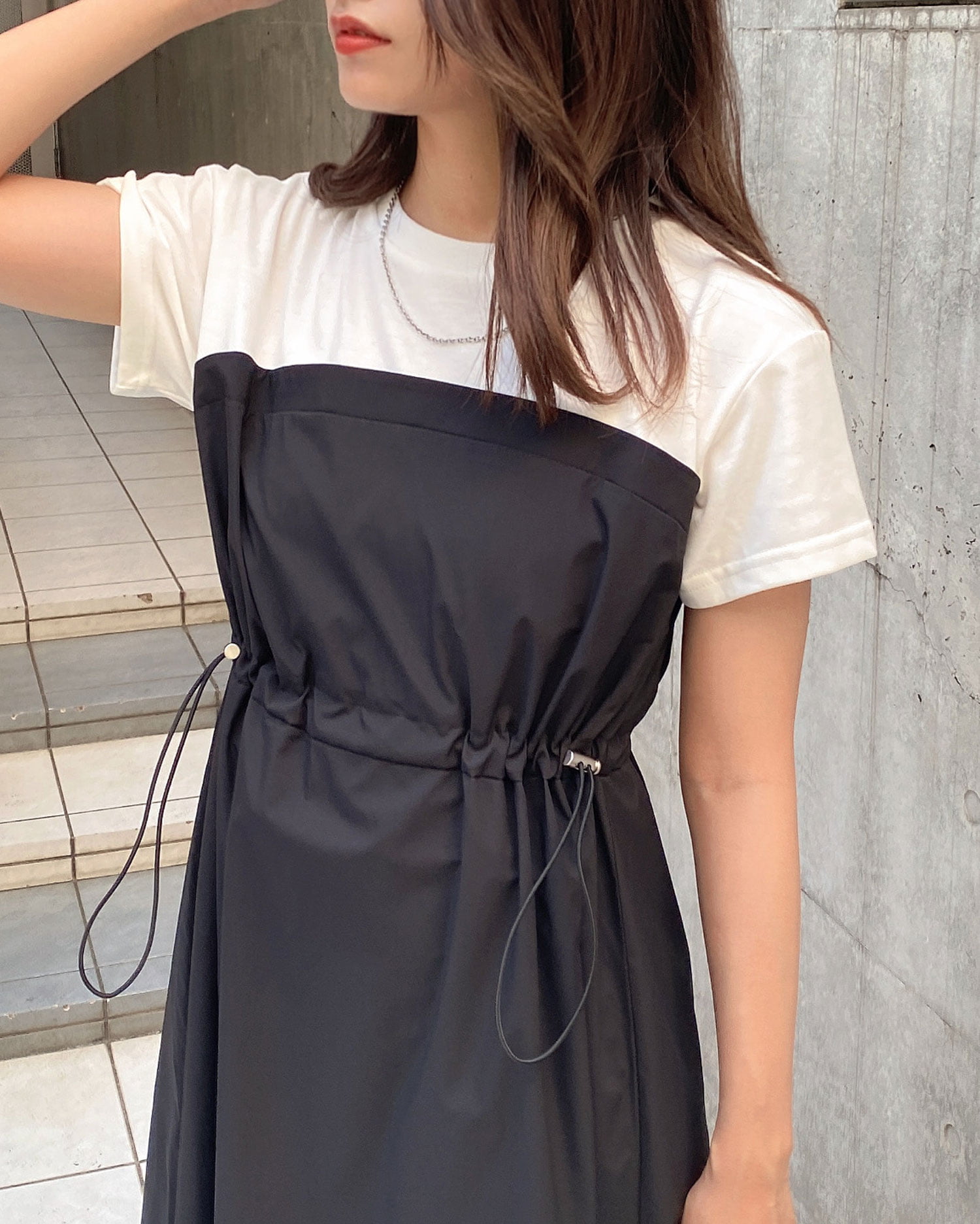 セール】 【OUTLET】ボーダードッキングワンピース （ロング