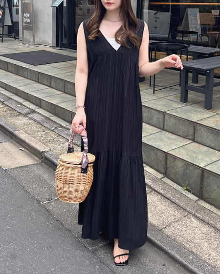 INGNI（イング） 楊柳ノースリティアードワンピース ｸﾛ