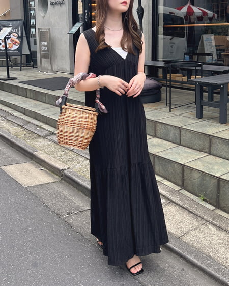 INGNI（イング） 楊柳ノースリティアードワンピース ｸﾛ