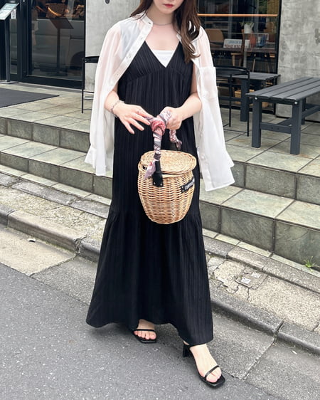INGNI（イング） 楊柳ノースリティアードワンピース ｸﾛ