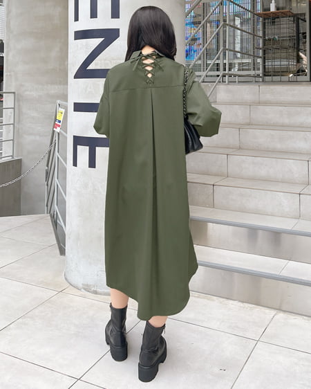 INGNI（イング） バックレースアップロングシャツ ｶｰｷ