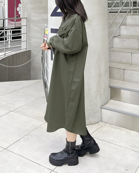 INGNI（イング） バックレースアップロングシャツ ｶｰｷ
