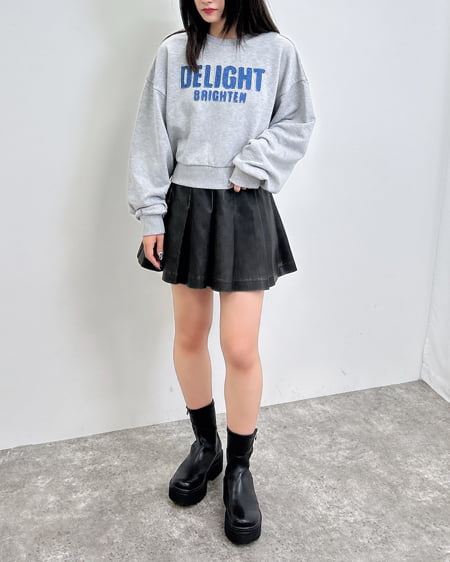 INGNI（イング） ヴィンテージライクフェイクレザープリーツスカート ｸﾛ