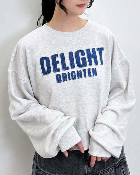 デニム貼付スウェットショートトップス（ＯＵＴＬＥＴ）