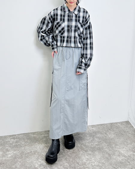 INGNI（イング） チェック柄ショートシャツ ｸﾛ/ﾁｪｯｸ