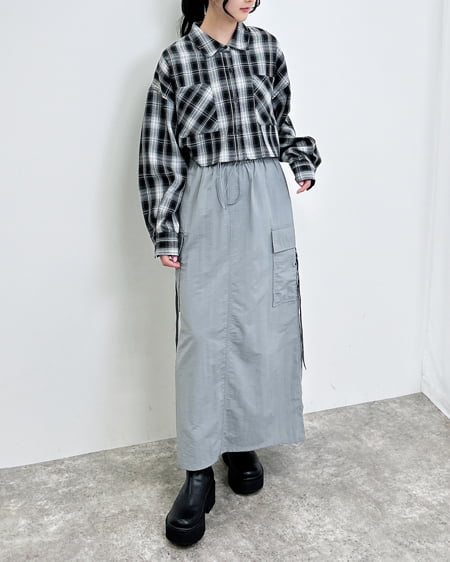 INGNI（イング） チェック柄ショートシャツ ｸﾛ/ﾁｪｯｸ