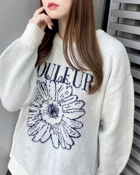 INGNI(イング) 花柄ジャガードニット/A オフホワイト