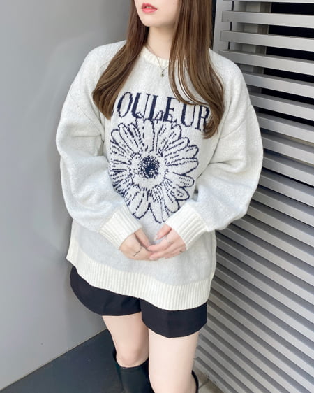 INGNI(イング) 花柄ジャガードニット/A オフホワイト