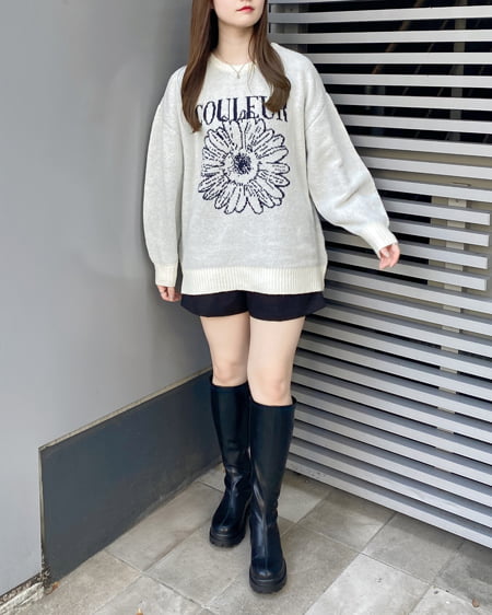 INGNI(イング) 花柄ジャガードニット/A オフホワイト