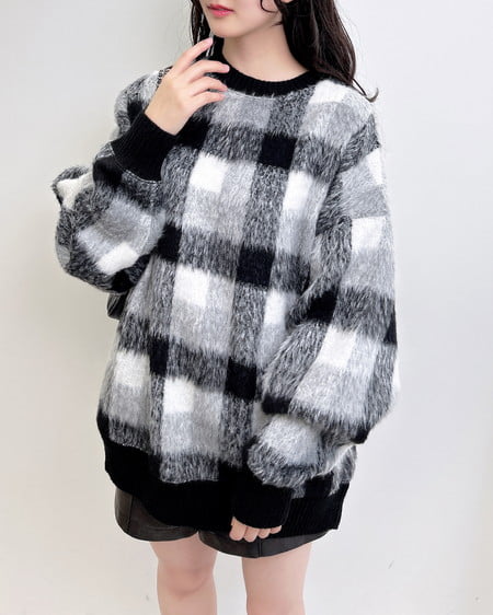 INGNI(イング) チェックリブチュニックトップス ｸﾛ